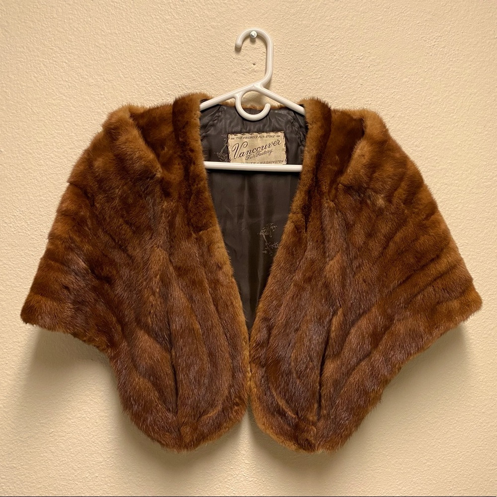 Genuine Brown Vintage Fur Stole/Shawl/Wrap M/L